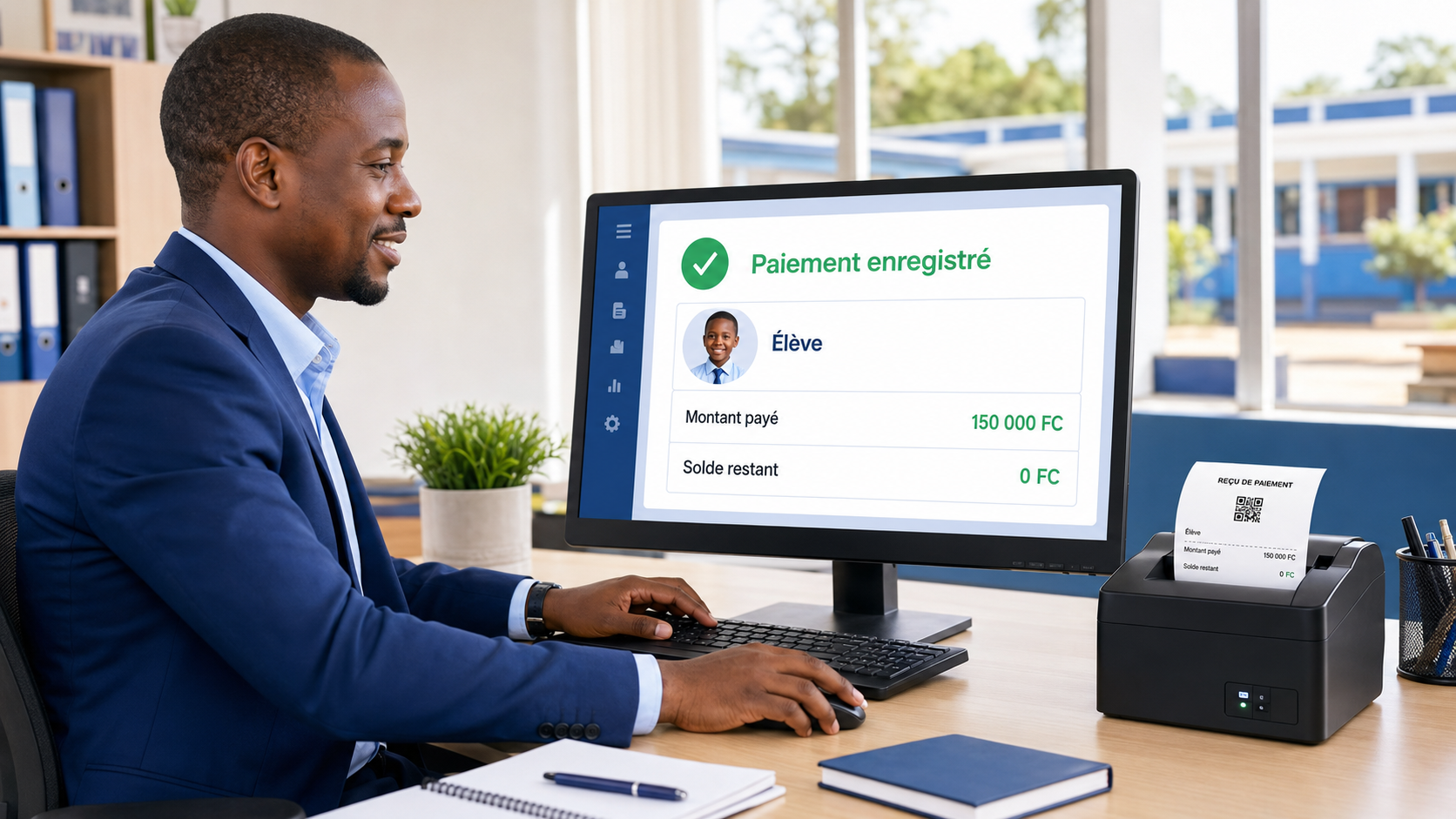 Enregistrement d’un paiement scolaire et impression du reçu